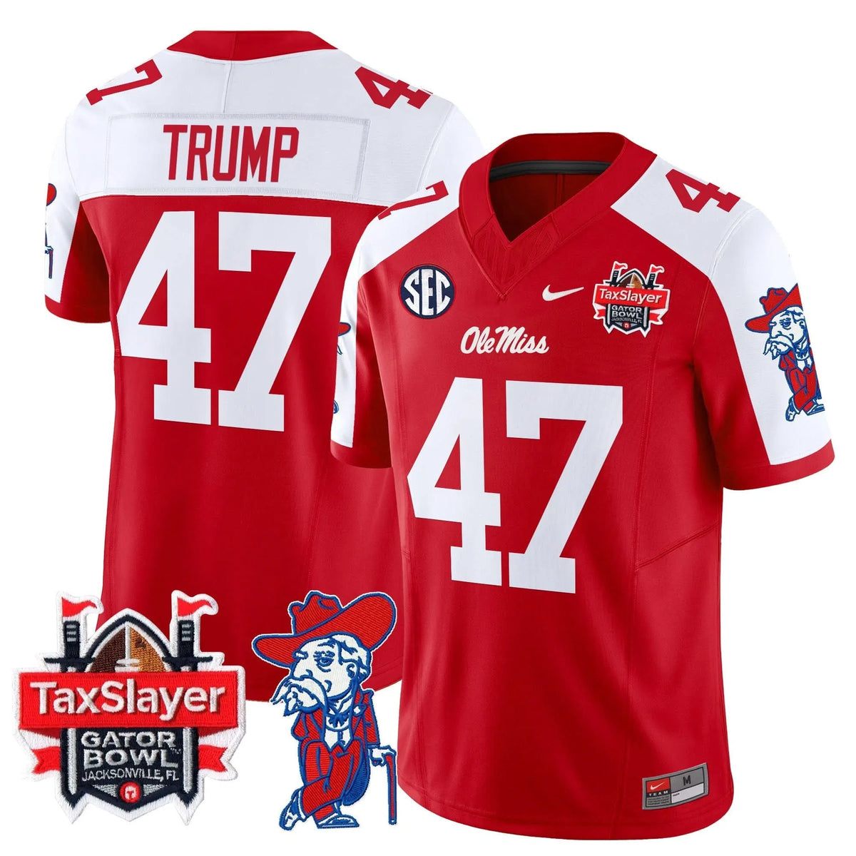 Personalized OMB 2026 Gator Bowl Patch Vapor Limited Jersey - Red Alternate / Trump Stitched