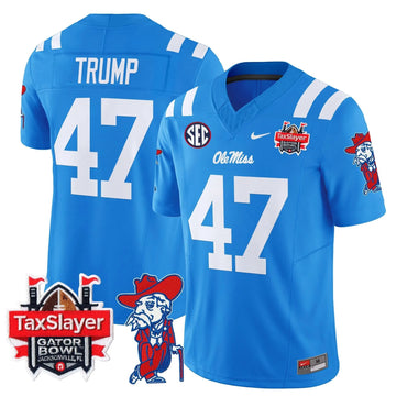 Personalized OMB 2026 Gator Bowl Patch Vapor Limited Jersey - Powder Blue / Trump Stitched