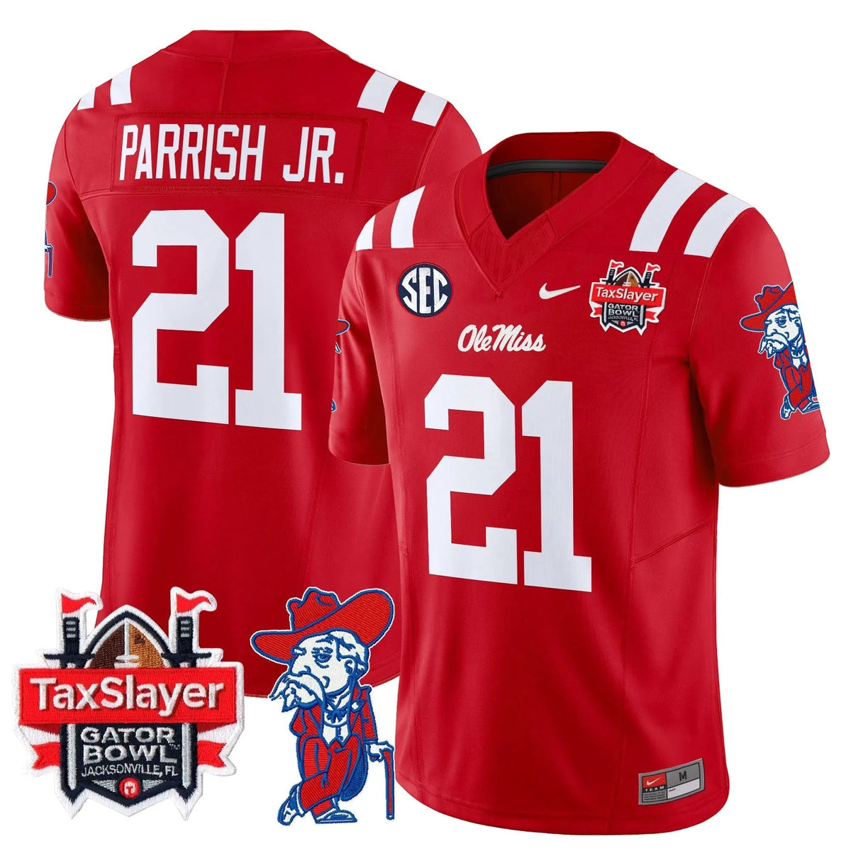 Personalized OMB 2026 Gator Bowl Patch Vapor Limited Jersey - Red / Henry Parrish Jr. Stitched