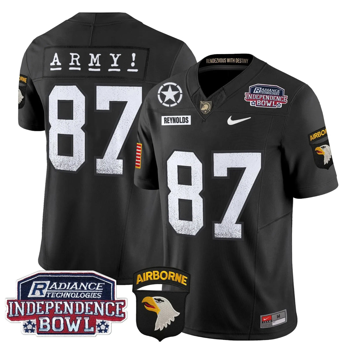 Personalized ABK Independence Bowl Patch 2026 Vapor Limited Jersey - Black / Casey Reynolds Stitched