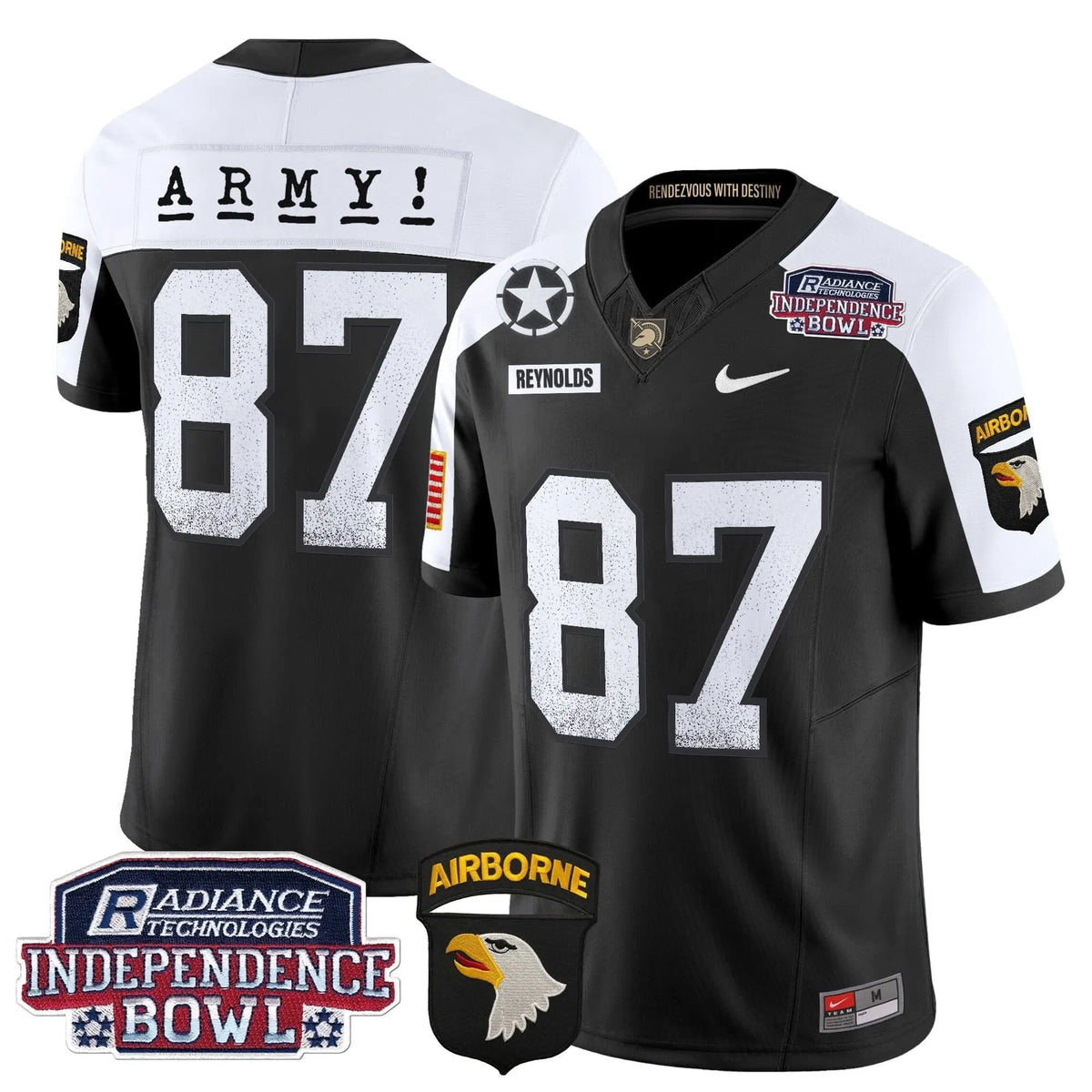 Personalized ABK Independence Bowl Patch 2026 Vapor Limited Jersey - Black Alternate / Casey Reynolds Stitched