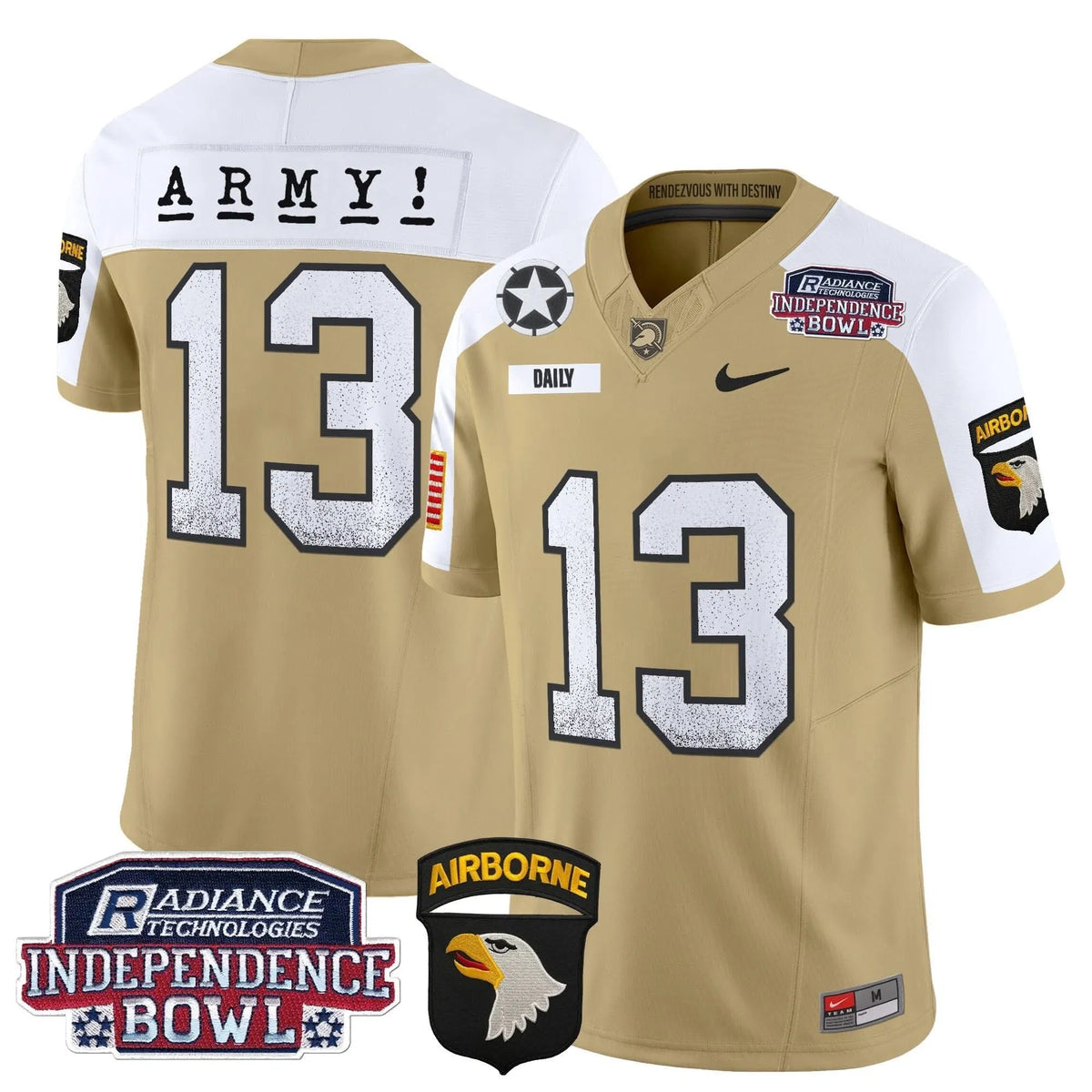 Personalized ABK Independence Bowl Patch 2026 Vapor Limited Jersey - Tan Alternate / Bryson Daily Stitched