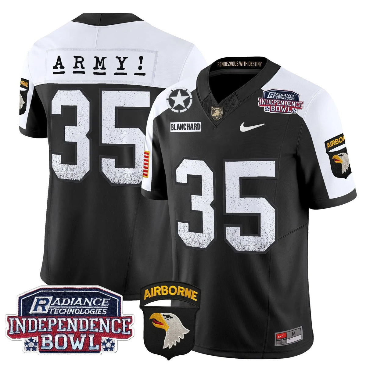 Personalized ABK Independence Bowl Patch 2026 Vapor Limited Jersey - Black Alternate / Doc Blanchard Stitched