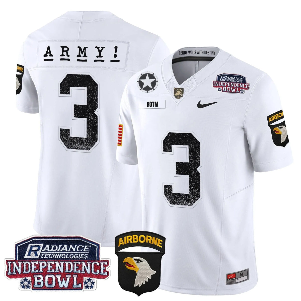 Personalized ABK Independence Bowl Patch 2026 Vapor Limited Jersey - White / #3 ROTM Stitched