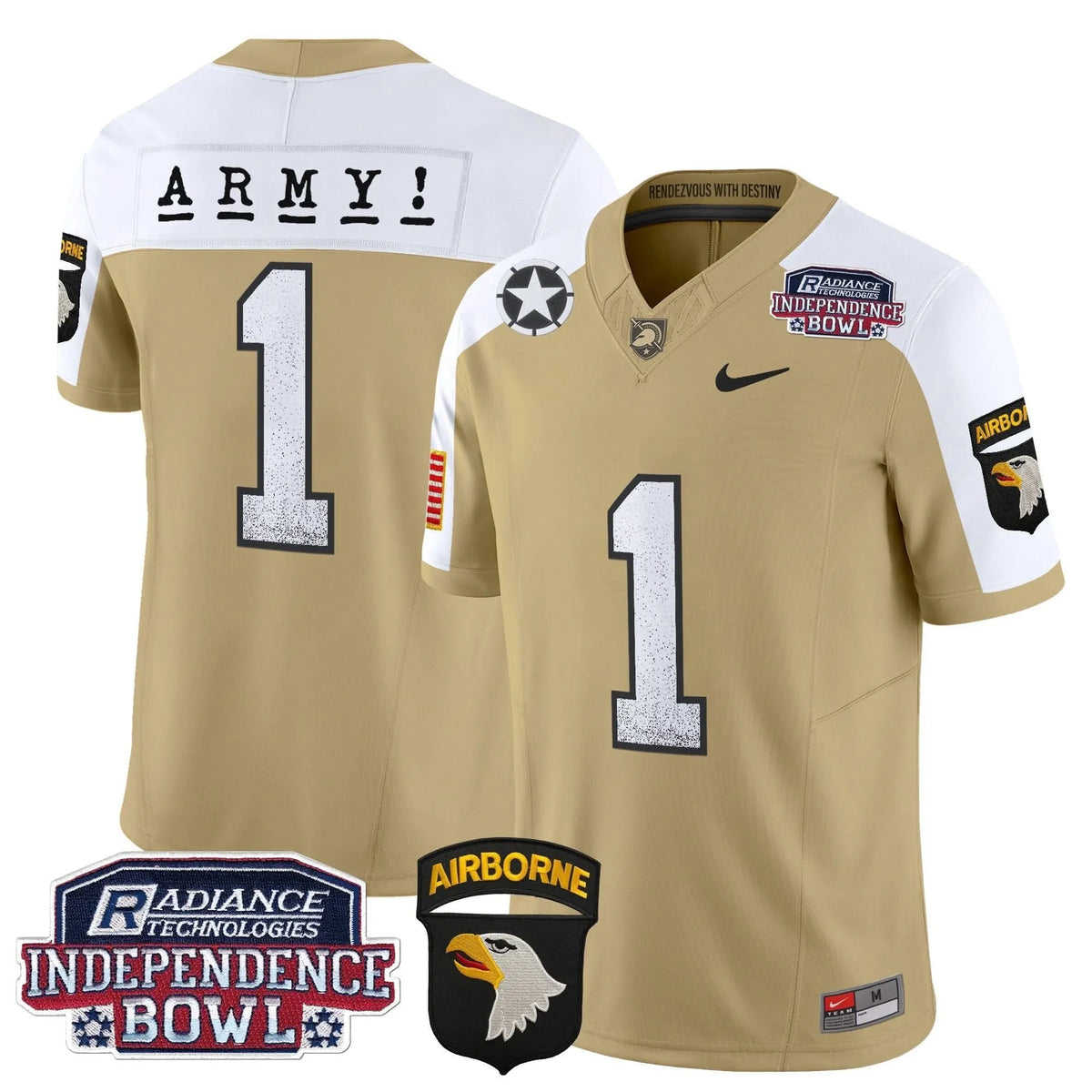 Personalized ABK Independence Bowl Patch 2026 Vapor Limited Jersey - Tan Alternate / #1 Team Stitched