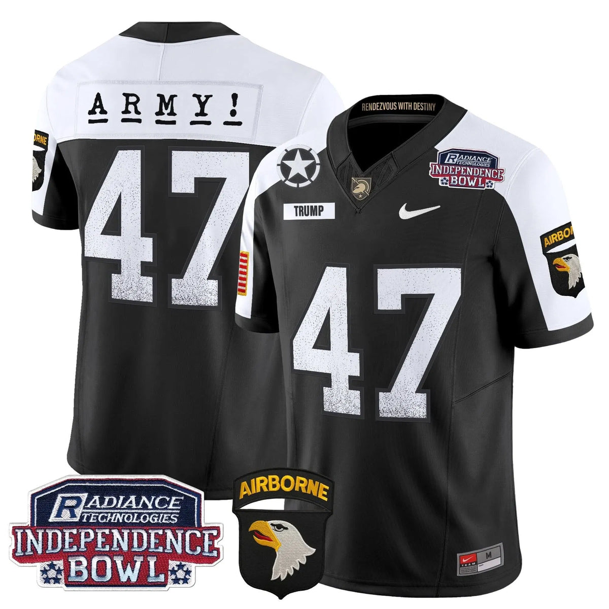 Personalized ABK Independence Bowl Patch 2026 Vapor Limited Jersey - Black Alternate / Trump Stitched
