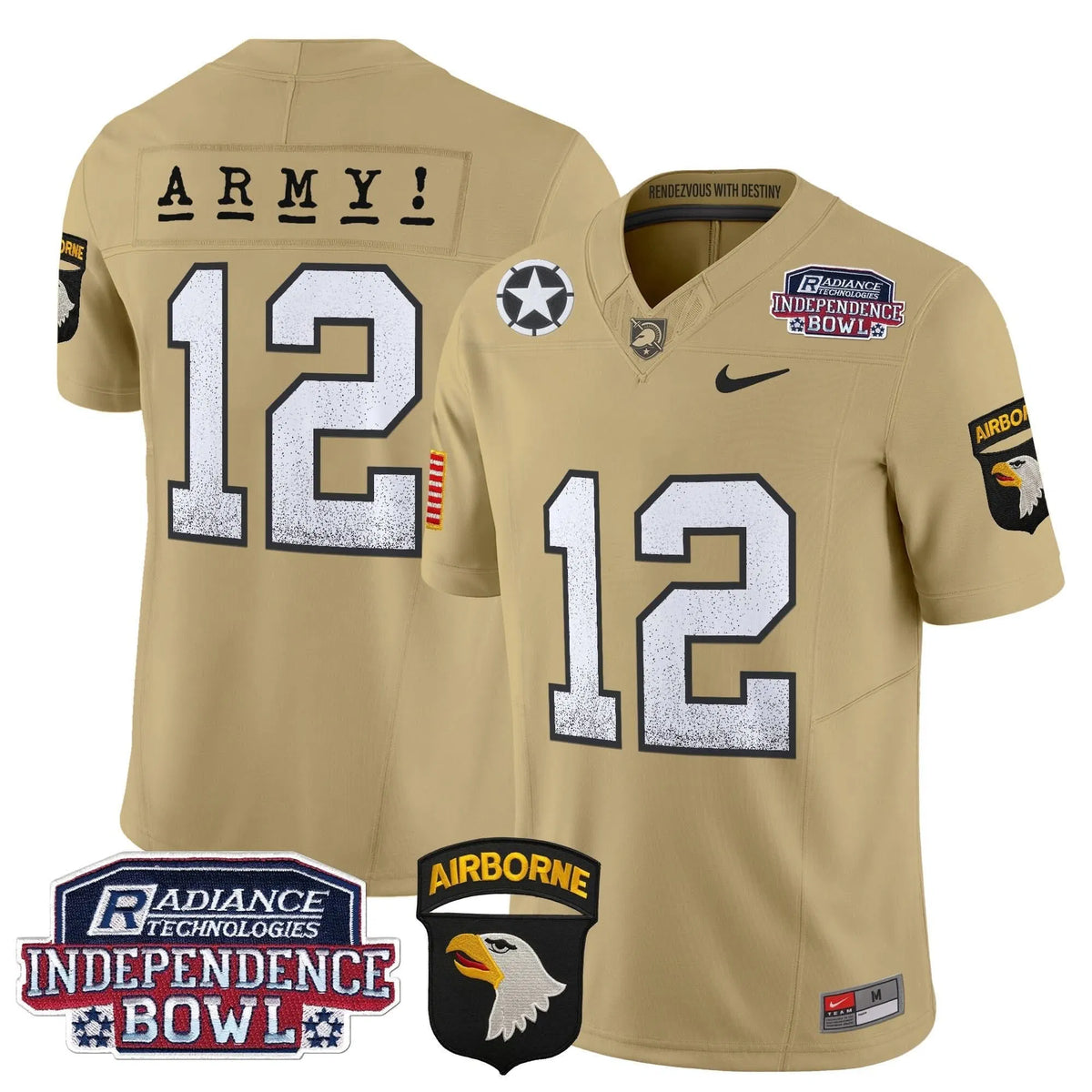 Personalized ABK Independence Bowl Patch 2026 Vapor Limited Jersey - Tan / #12th Man Stitched