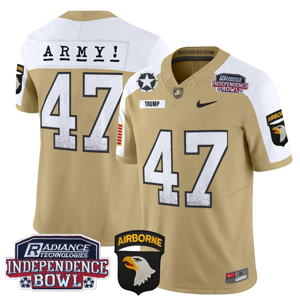Personalized ABK Independence Bowl Patch 2026 Vapor Limited Jersey - Tan Alternate / Trump Stitched