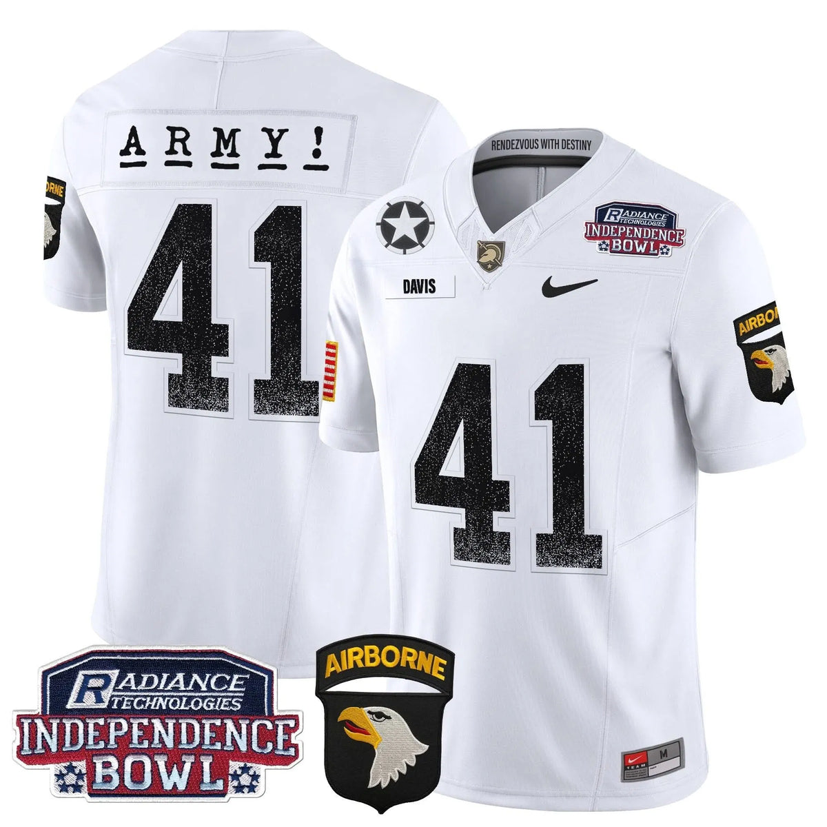 Personalized ABK Independence Bowl Patch 2026 Vapor Limited Jersey - White / Glenn Davis Stitched