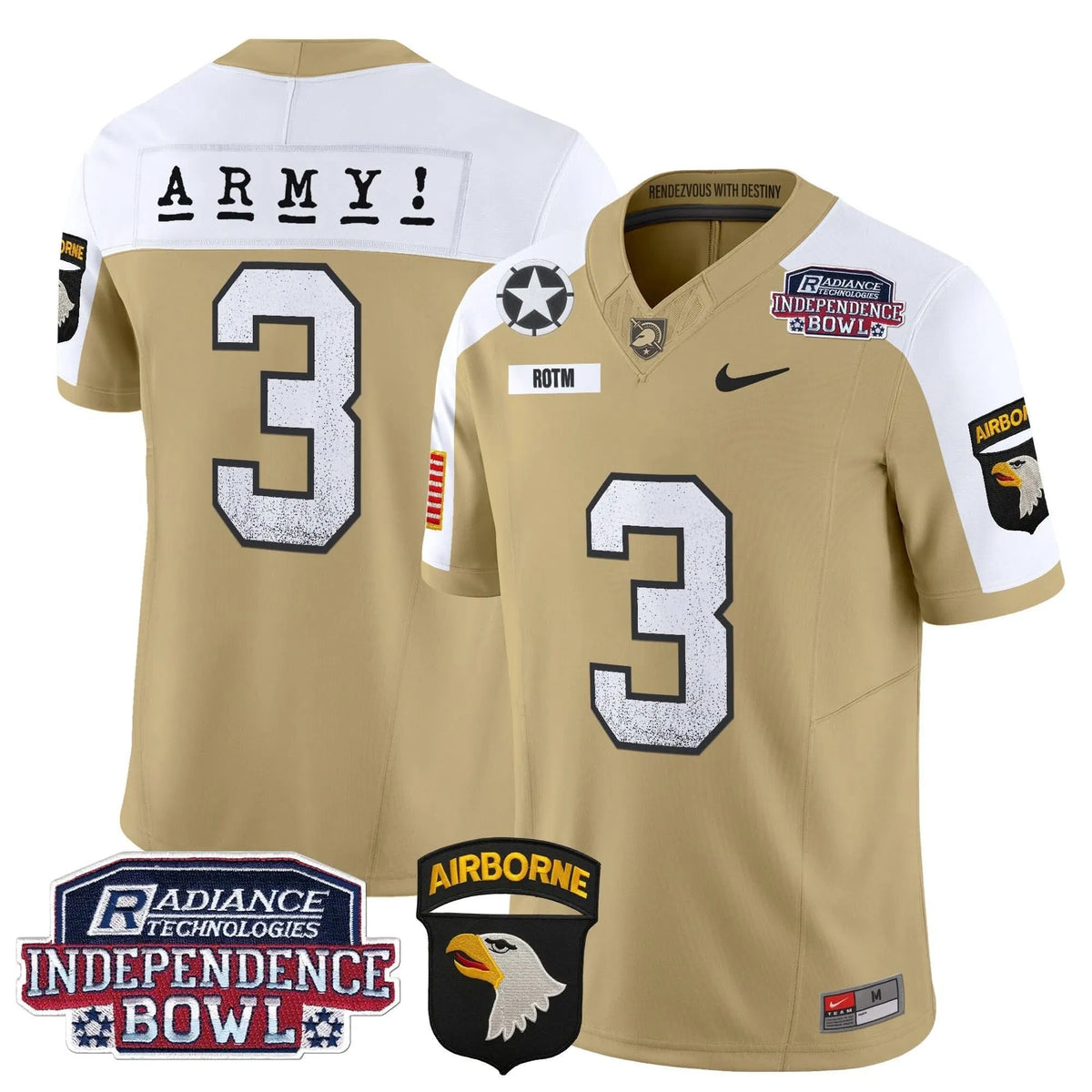 Personalized ABK Independence Bowl Patch 2026 Vapor Limited Jersey - Tan Alternate / #3 ROTM Stitched