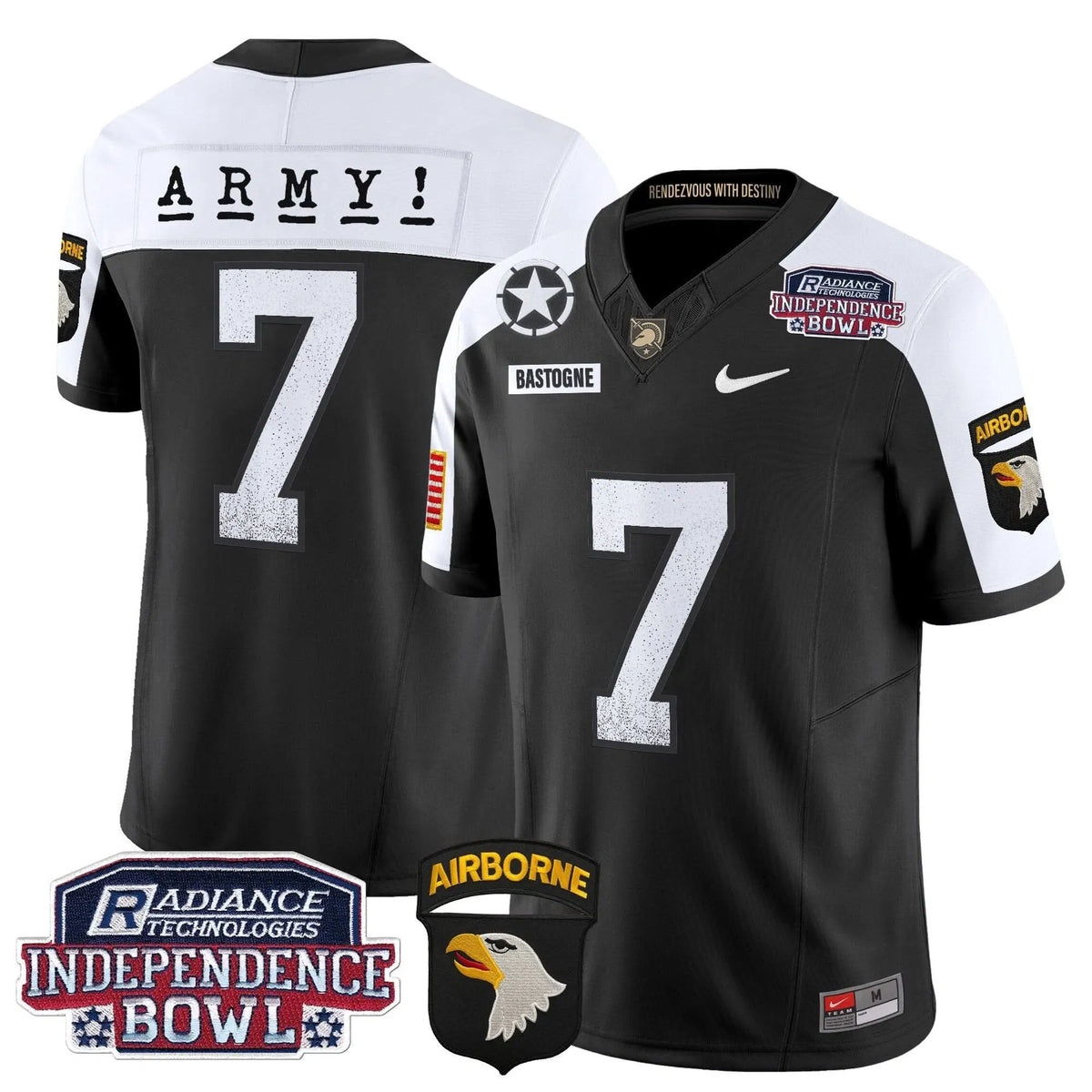 Personalized ABK Independence Bowl Patch 2026 Vapor Limited Jersey - Black Alternate / #7 Bastogne Stitched
