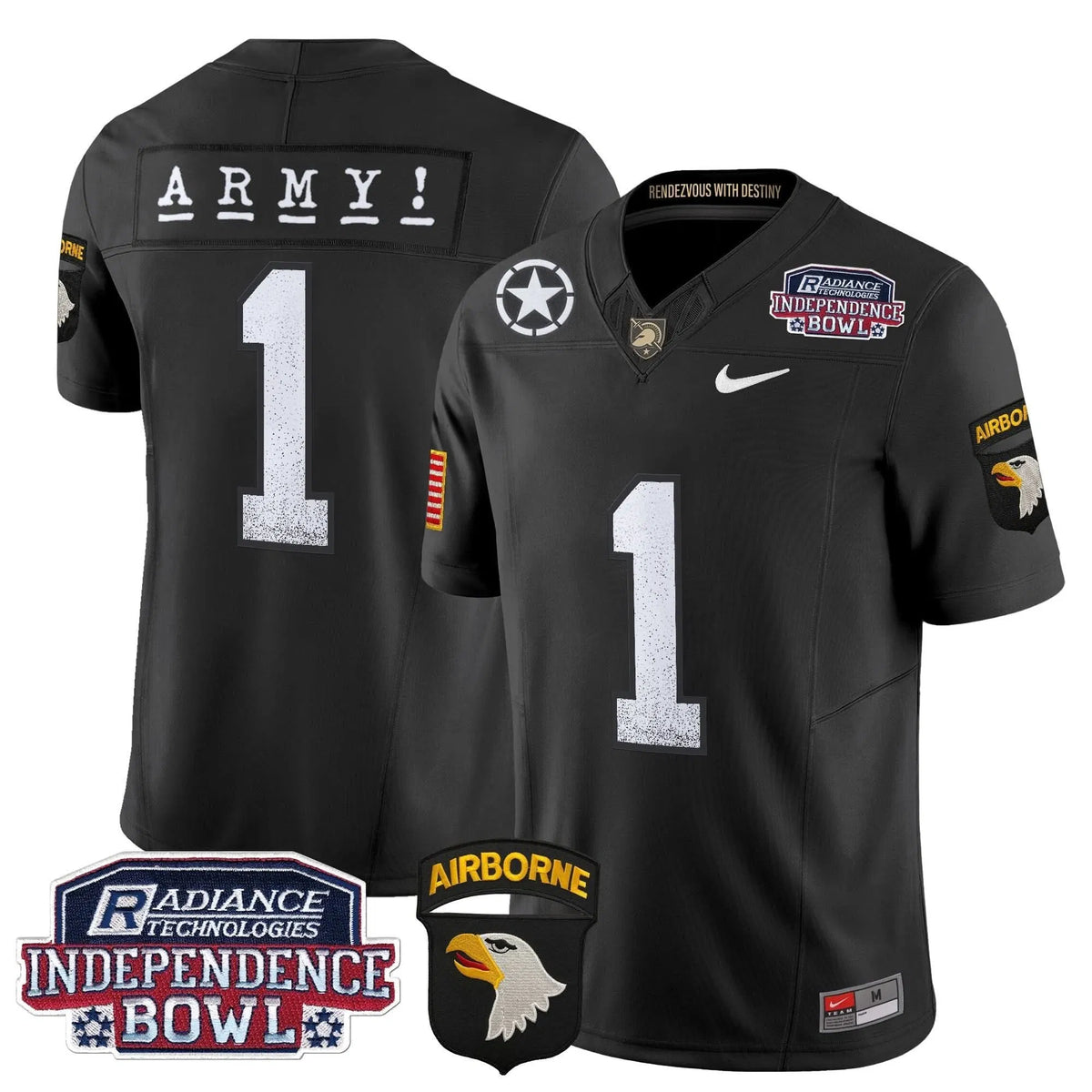 Personalized ABK Independence Bowl Patch 2026 Vapor Limited Jersey - Black / #1 Team Stitched