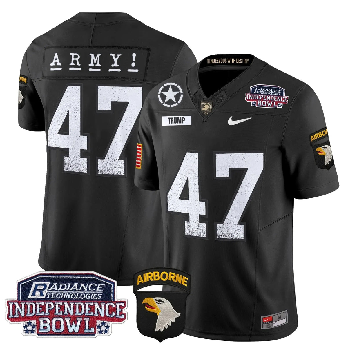 Personalized ABK Independence Bowl Patch 2026 Vapor Limited Jersey - Black / Trump Stitched