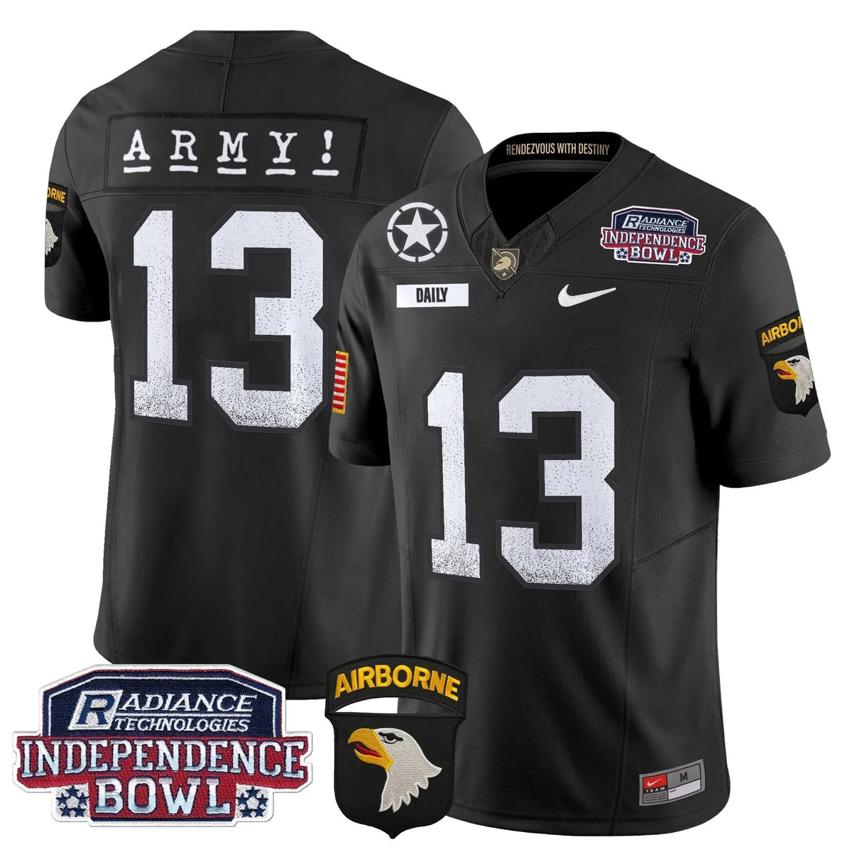 Personalized ABK Independence Bowl Patch 2026 Vapor Limited Jersey - Black / Bryson Daily Stitched