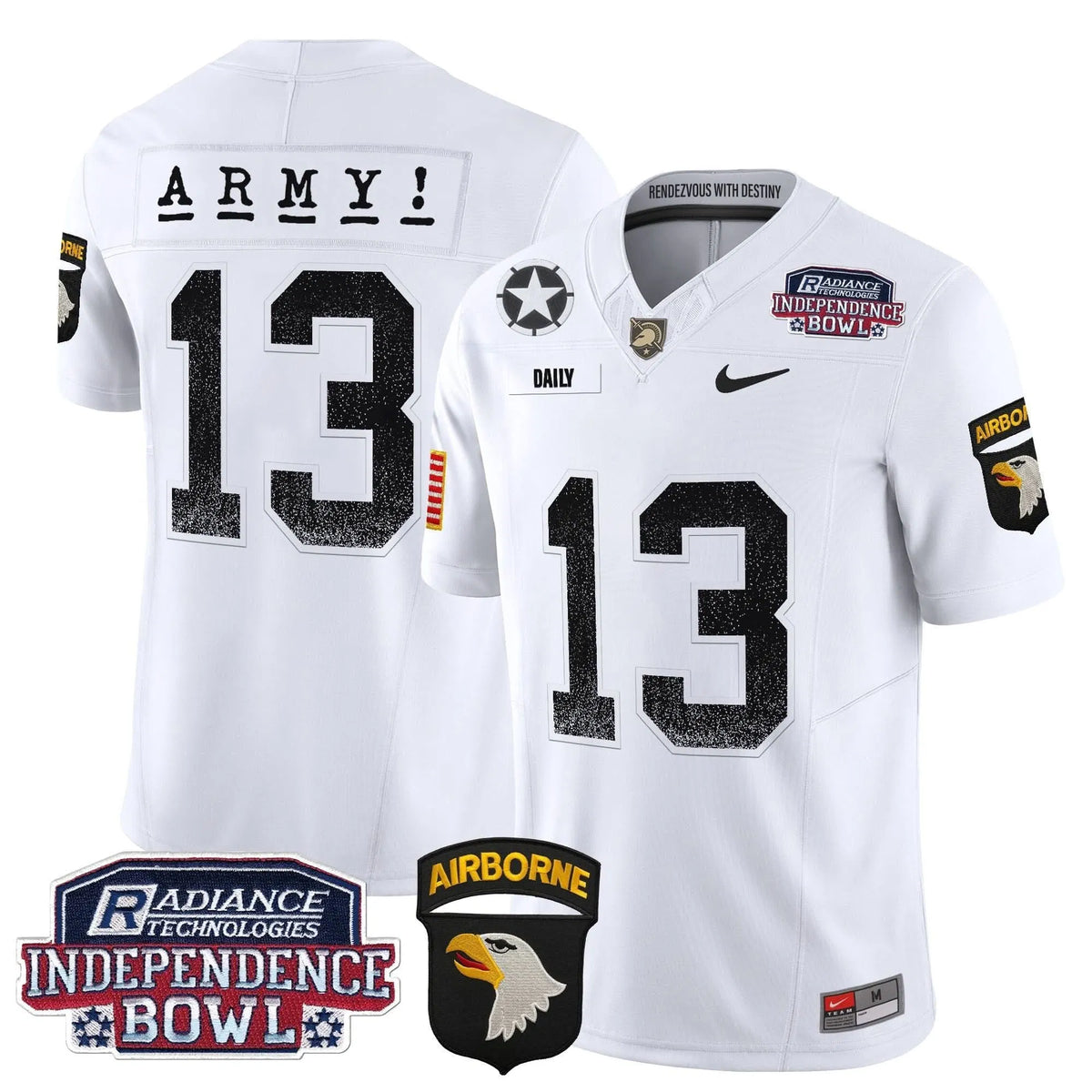 Personalized ABK Independence Bowl Patch 2026 Vapor Limited Jersey - White / Bryson Daily Stitched