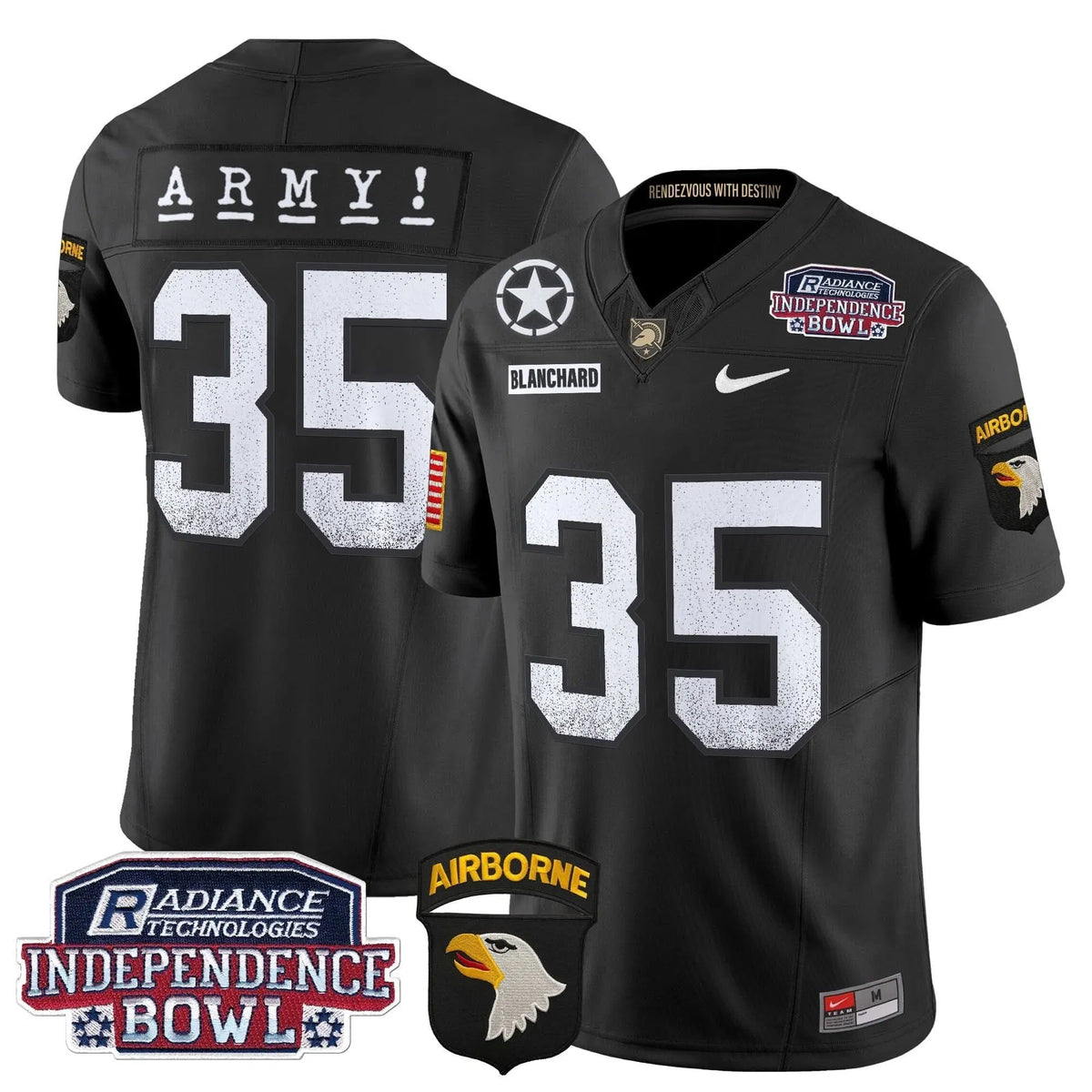 Personalized ABK Independence Bowl Patch 2026 Vapor Limited Jersey - Black / Doc Blanchard Stitched