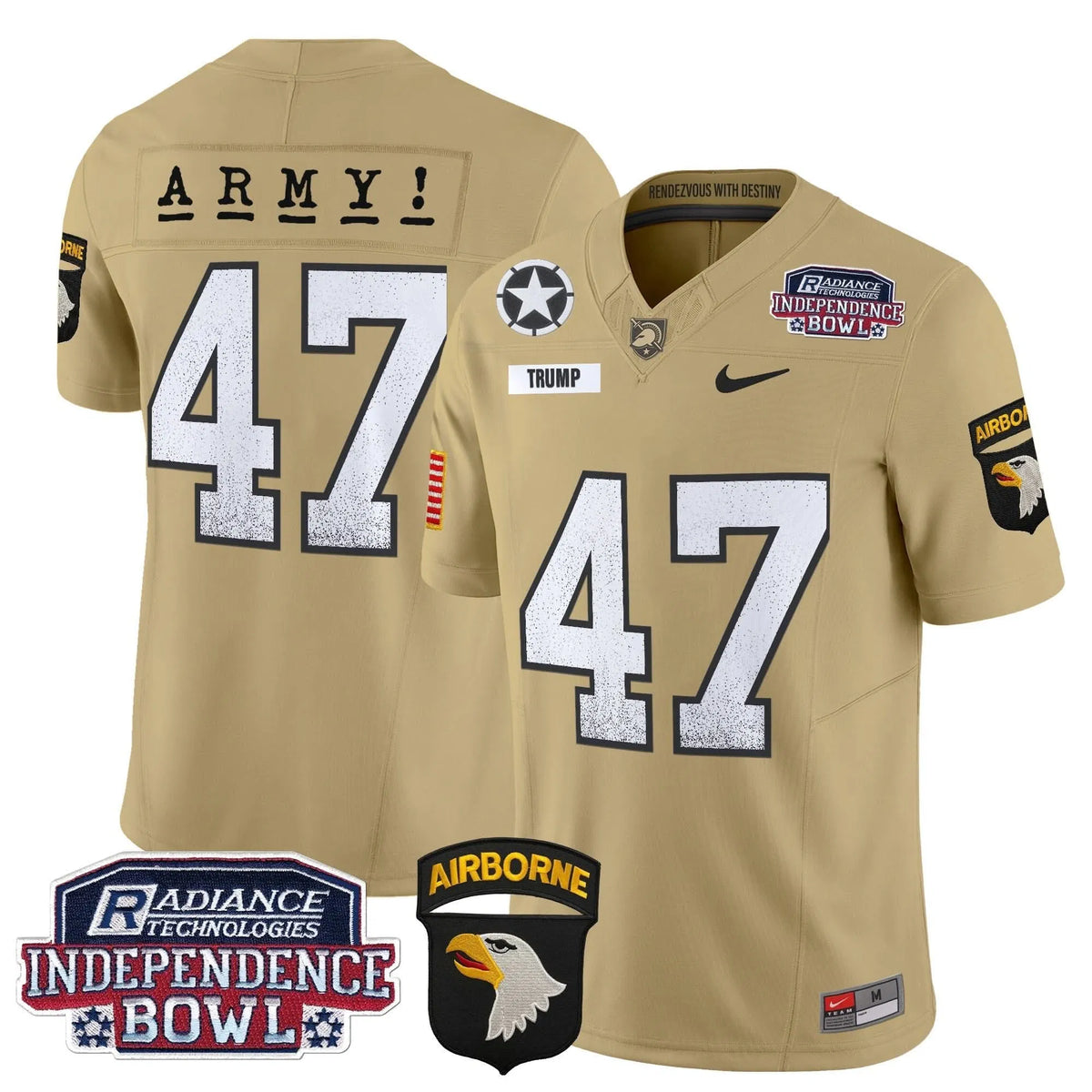 Personalized ABK Independence Bowl Patch 2026 Vapor Limited Jersey - Tan / Trump Stitched