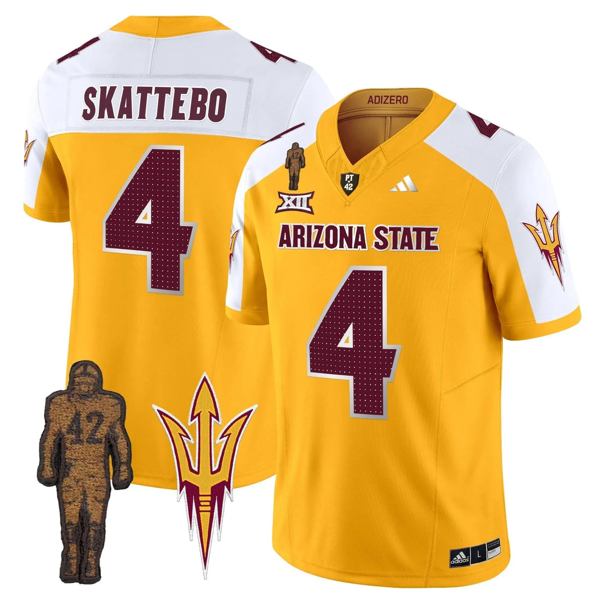 Personalized ASSD 2026 Pat Tillman Honoring Patch Vapor Limited Jersey V2 - Gold Alternate / Cam Skattebo Stitched