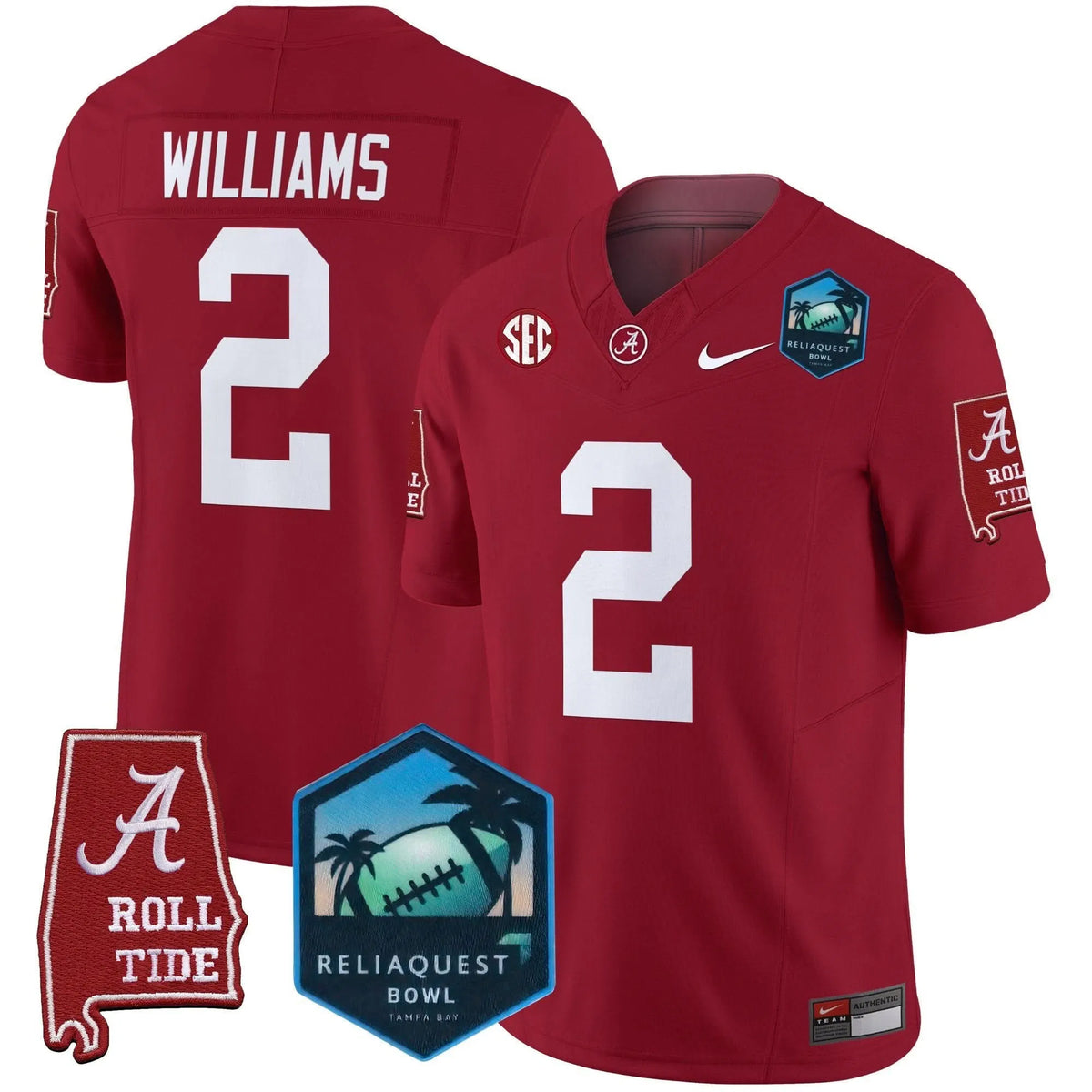 Personalized ACT 2026 ReliaQuest Bowl Patch Vapor Limited Jersey - Crimson / Ryan Williams Stitched