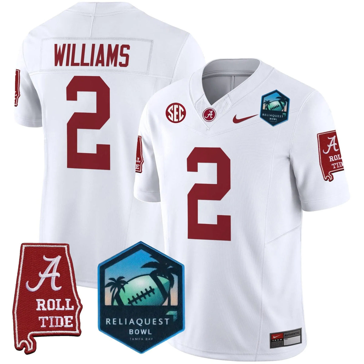 Personalized ACT 2026 ReliaQuest Bowl Patch Vapor Limited Jersey - White / Ryan Williams Stitched