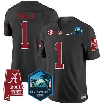 Personalized ACT 2026 ReliaQuest Bowl Patch Vapor Limited Jersey - Black / Nick Saban Stitched