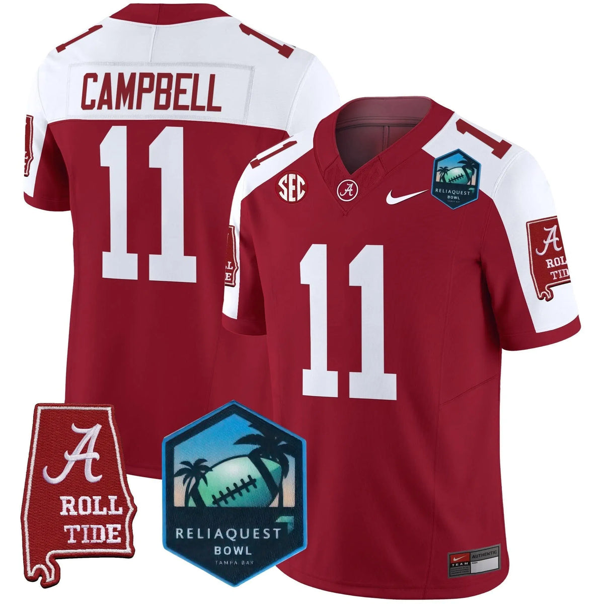 Personalized ACT 2026 ReliaQuest Bowl Patch Vapor Limited Jersey - Crimson Alternate / Jihaad Campbell Stitched