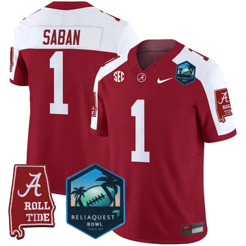 Personalized ACT 2026 ReliaQuest Bowl Patch Vapor Limited Jersey - Crimson Alternate / Nick Saban Stitched