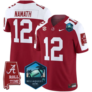 Personalized ACT 2026 ReliaQuest Bowl Patch Vapor Limited Jersey - Crimson Alternate / Joe Namath Stitched