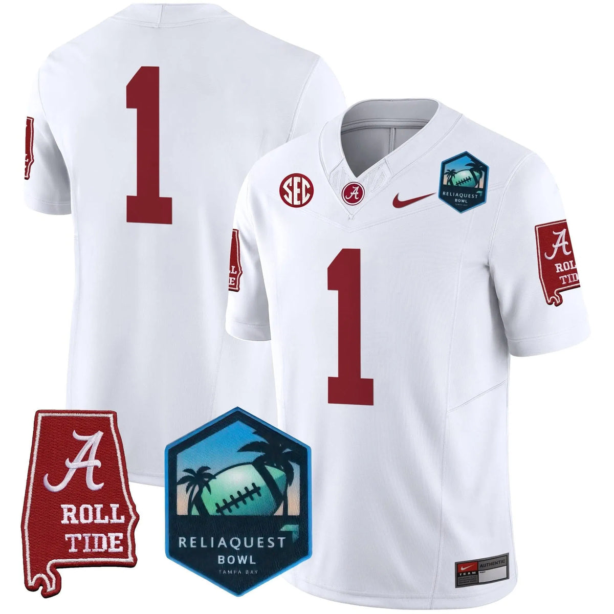 Personalized ACT 2026 ReliaQuest Bowl Patch Vapor Limited Jersey - White / #1 Team Stitched