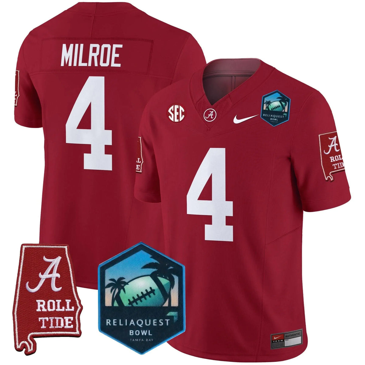 Personalized ACT 2026 ReliaQuest Bowl Patch Vapor Limited Jersey - Crimson / Jalen Milroe Stitched