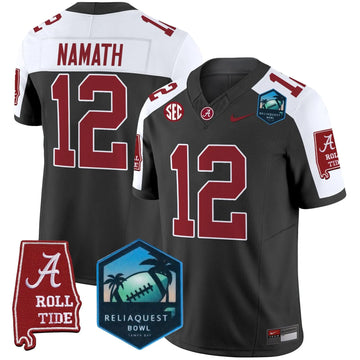 Personalized ACT 2026 ReliaQuest Bowl Patch Vapor Limited Jersey - Black Alternate / Joe Namath Stitched