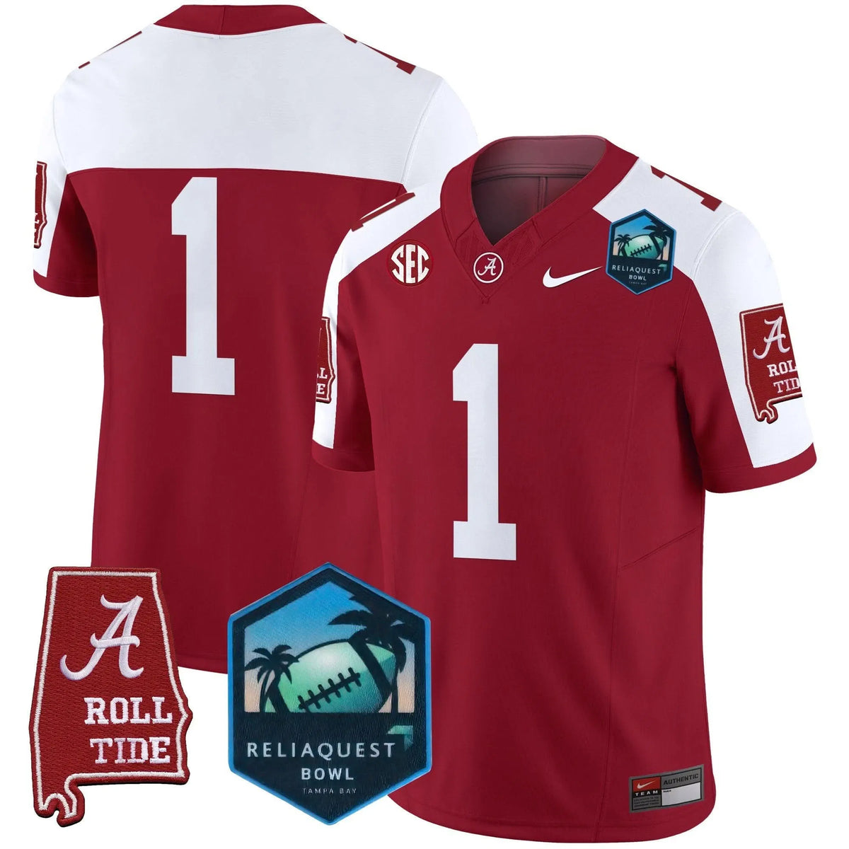 Personalized ACT 2026 ReliaQuest Bowl Patch Vapor Limited Jersey - Crimson Alternate / #1 Team Stitched