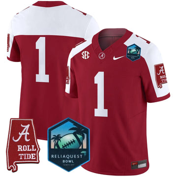 Personalized ACT 2026 ReliaQuest Bowl Patch Vapor Limited Jersey - Crimson Alternate / #1 Team Stitched