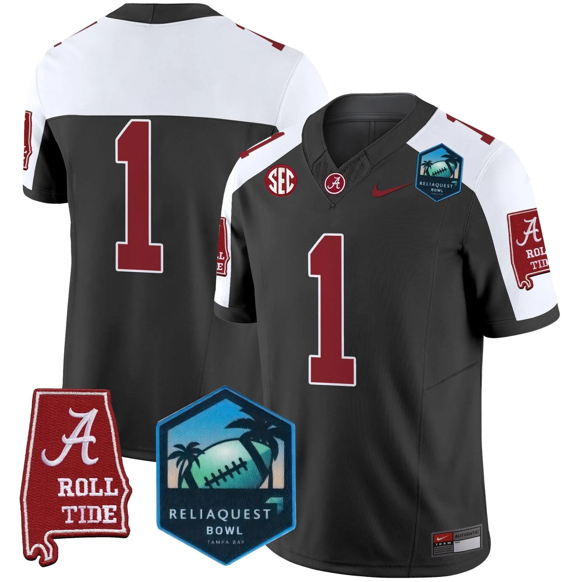 Personalized ACT 2026 ReliaQuest Bowl Patch Vapor Limited Jersey - Black Alternate / #1 Team Stitched
