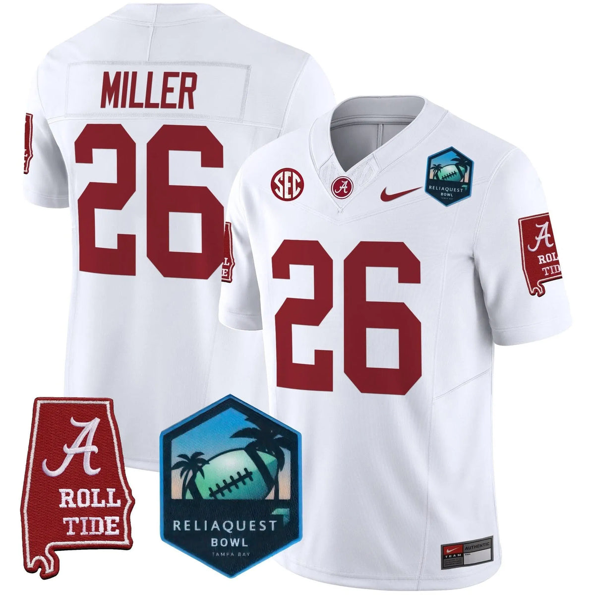Personalized ACT 2026 ReliaQuest Bowl Patch Vapor Limited Jersey - White / Jam Miller Stitched