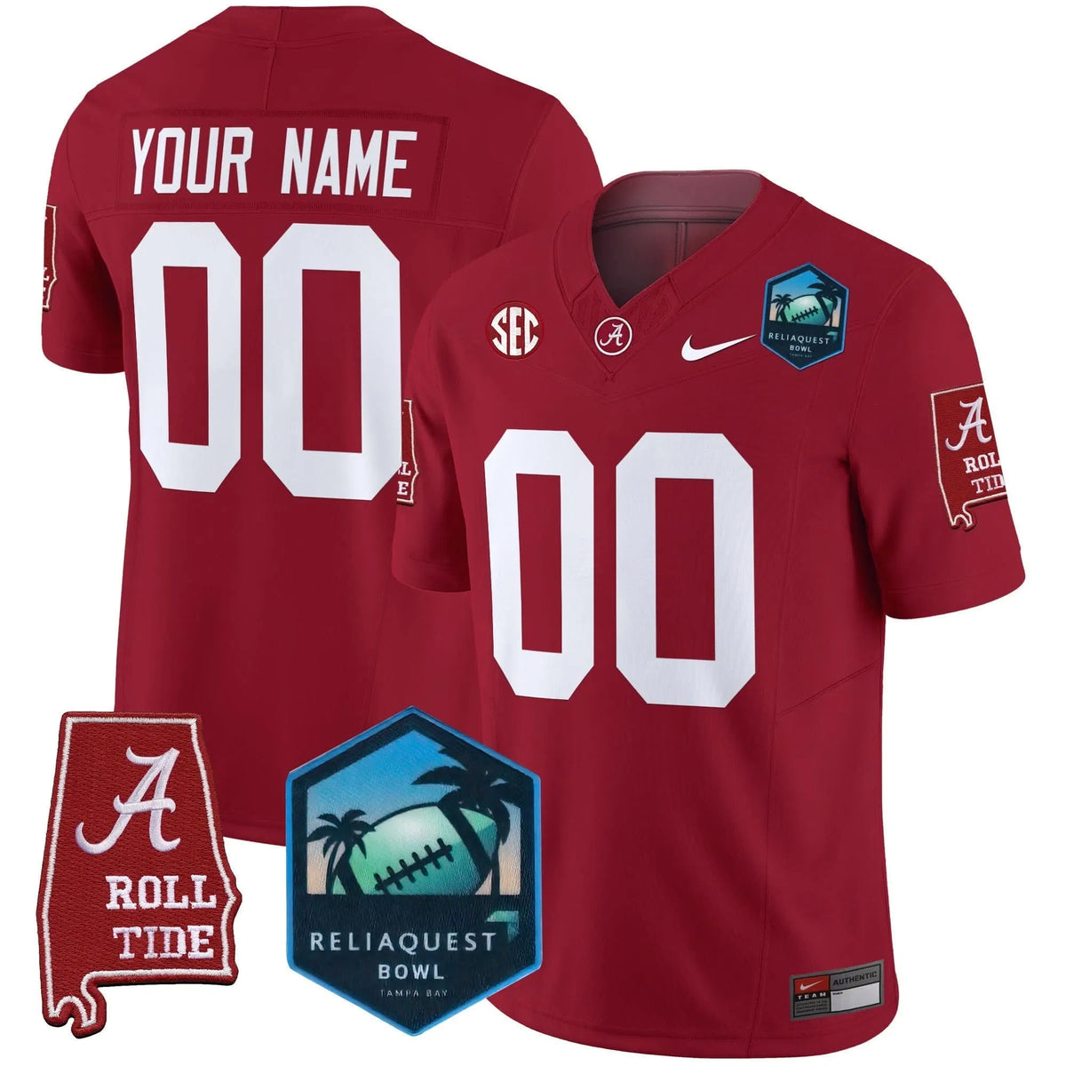 Personalized ACT 2026 ReliaQuest Bowl Patch Vapor Limited Custom Jersey - Crimson Stitched