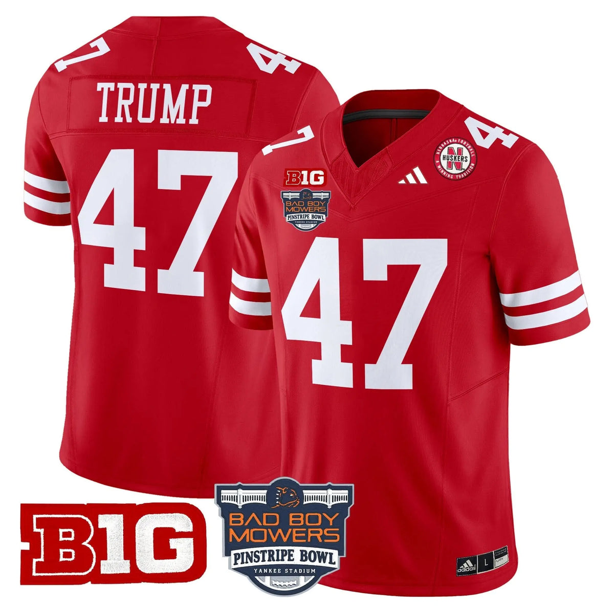 Personalized NC 2026 Pinstripe Bowl Patch Vapor Limited Jersey - Scarlet / Trump Stitched