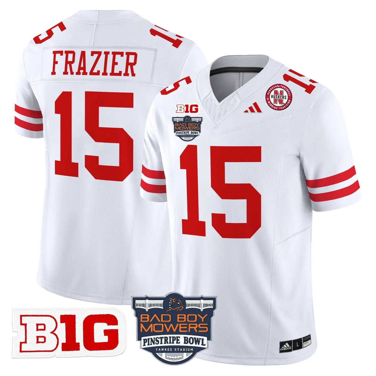 Personalized NC 2026 Pinstripe Bowl Patch Vapor Limited Jersey - White / Tommie Frazier Stitched