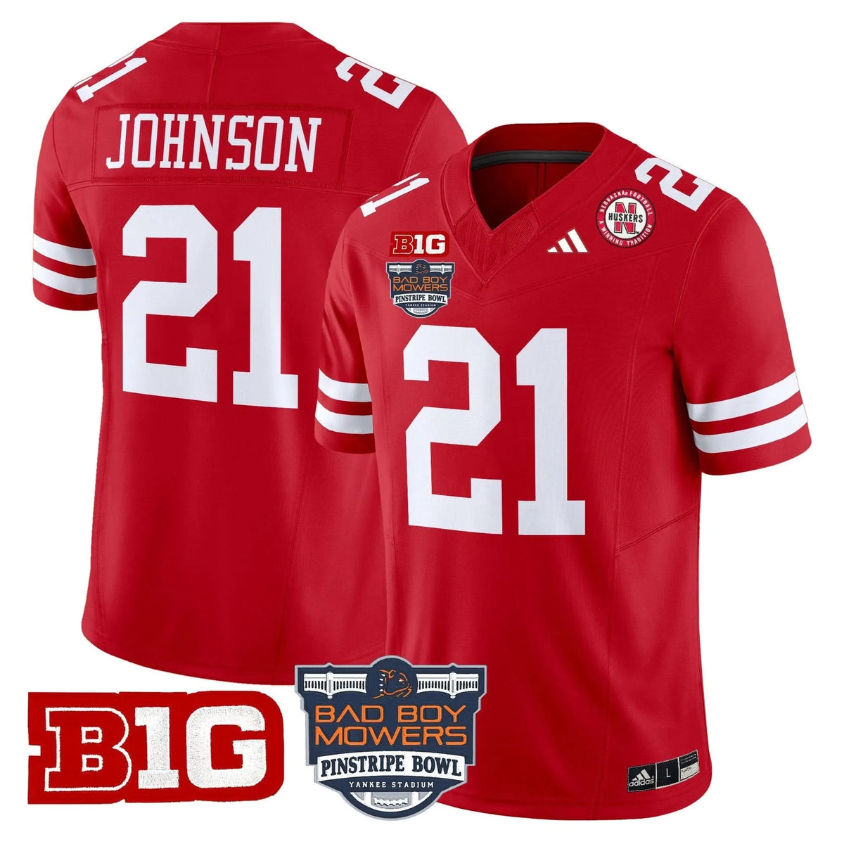 Personalized NC 2026 Pinstripe Bowl Patch Vapor Limited Jersey - Scarlet / Emmett Johnson Stitched