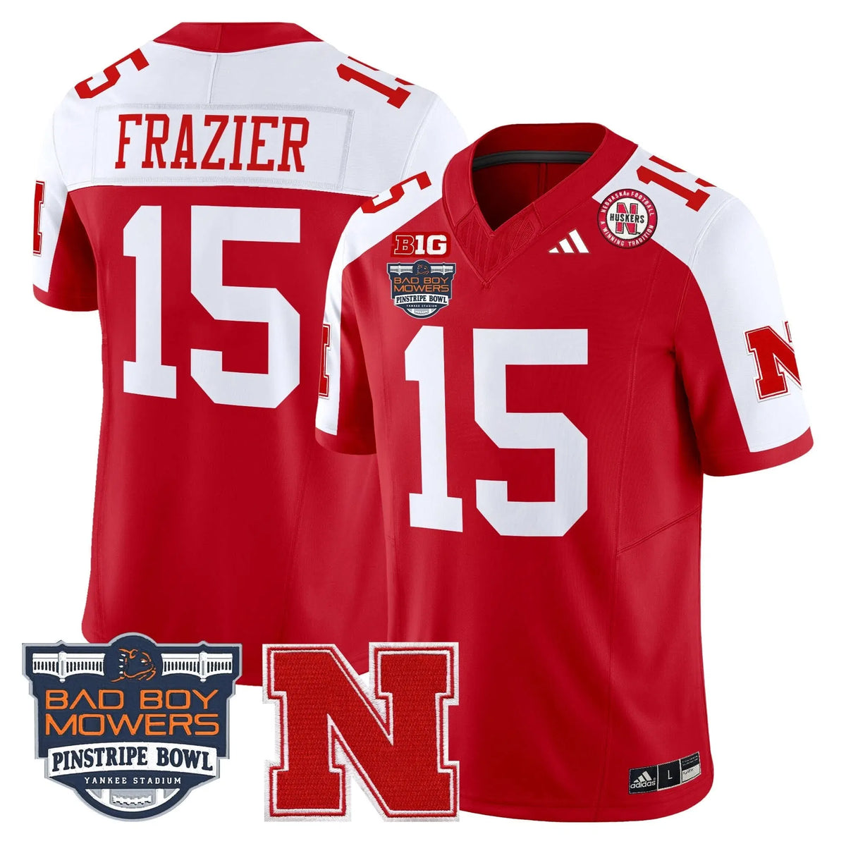 Personalized NC 2026 Pinstripe Bowl Patch Vapor Limited Jersey - Scarlet Alternate / Tommie Frazier Stitched