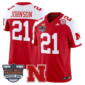 Personalized NC 2026 Pinstripe Bowl Patch Vapor Limited Jersey - Scarlet Alternate / Emmett Johnson Stitched