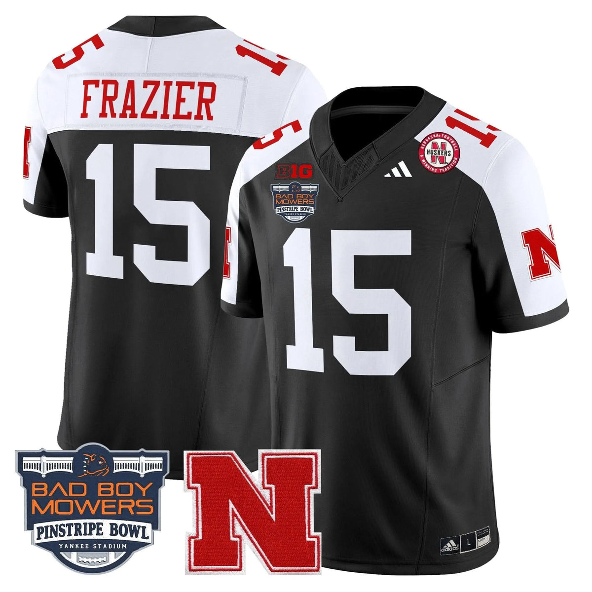 Personalized NC 2026 Pinstripe Bowl Patch Vapor Limited Jersey - Black Alternate / Tommie Frazier Stitched