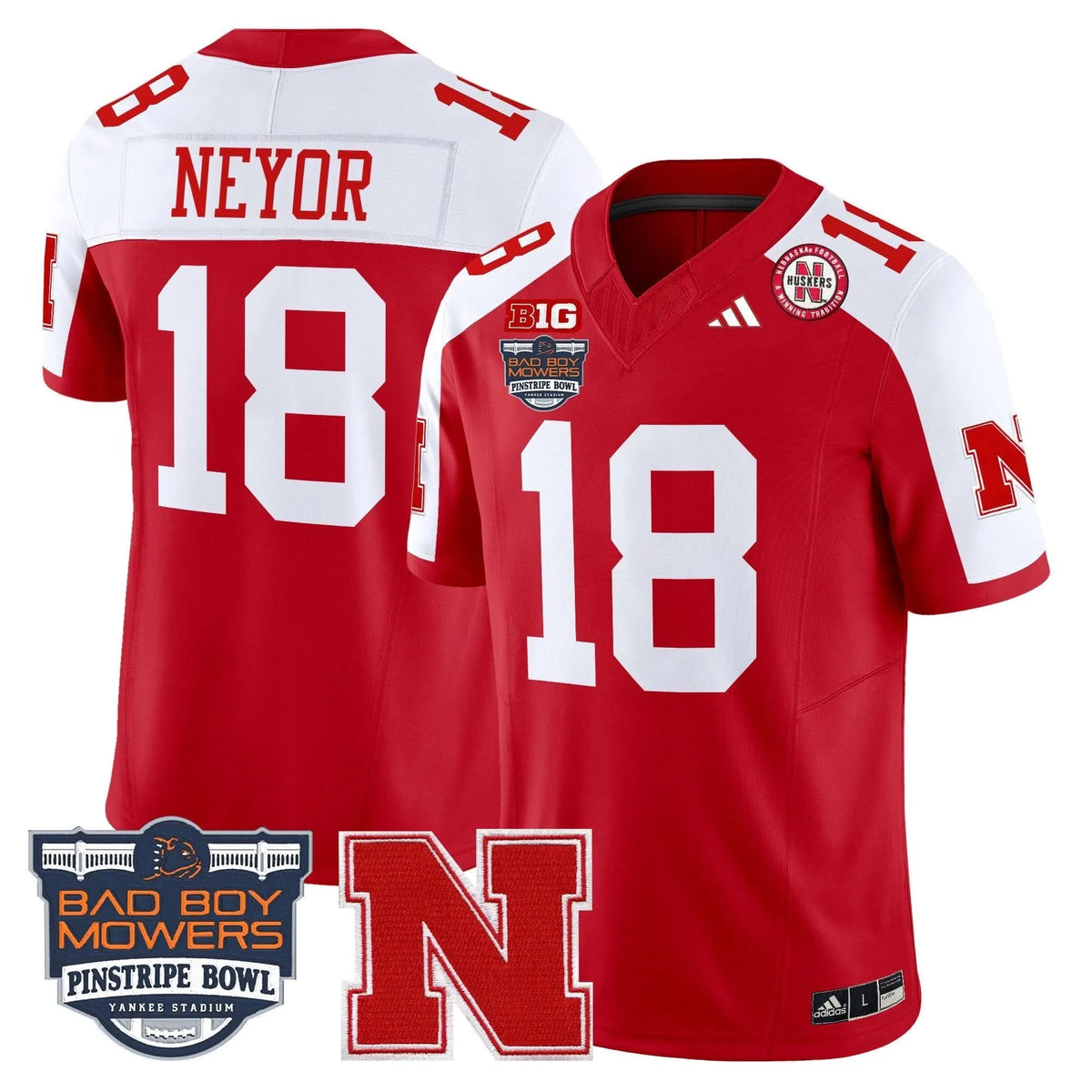 Personalized NC 2026 Pinstripe Bowl Patch Vapor Limited Jersey - Scarlet Alternate / Isaiah Neyor Stitched