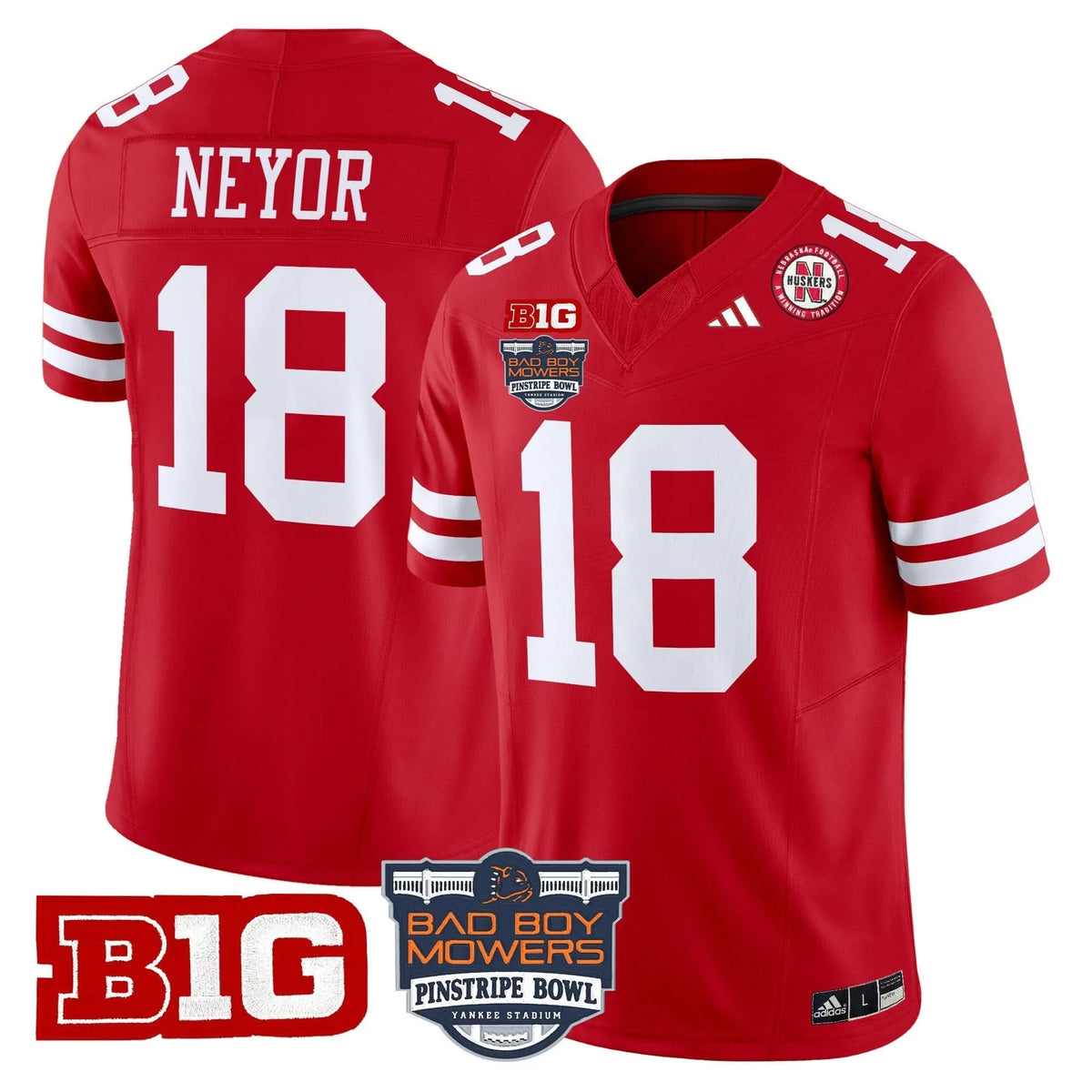 Personalized NC 2026 Pinstripe Bowl Patch Vapor Limited Jersey - Scarlet / Isaiah Neyor Stitched