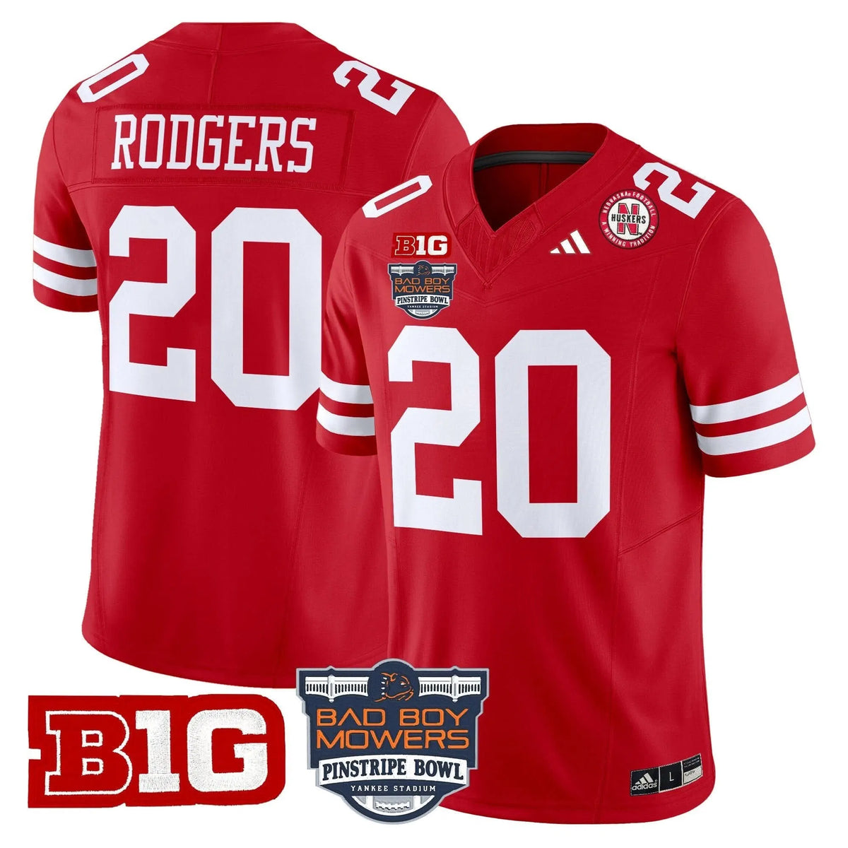 Personalized NC 2026 Pinstripe Bowl Patch Vapor Limited Jersey - Scarlet / Johnny Rodgers Stitched