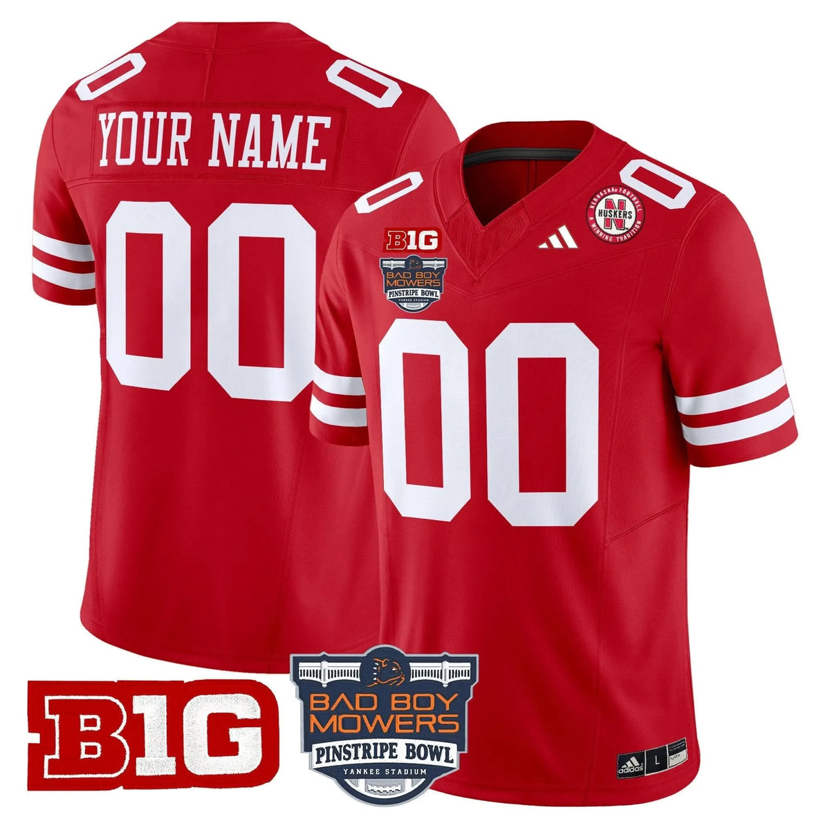Personalized NC 2026 Pinstripe Bowl Patch Vapor Limited Custom Jersey - Scarlet Stitched
