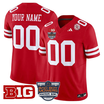 Personalized NC 2026 Pinstripe Bowl Patch Vapor Limited Custom Jersey - Scarlet Stitched