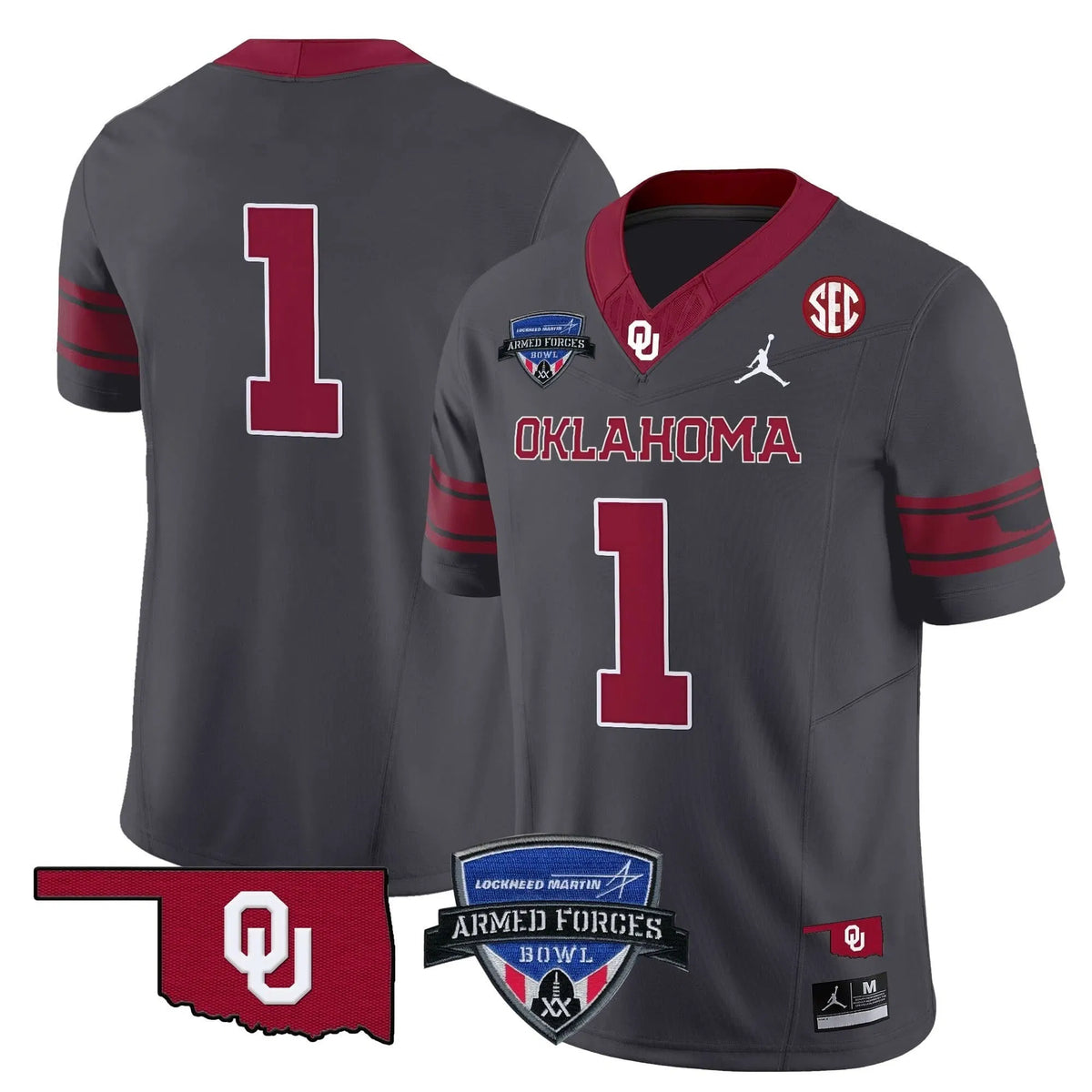 Personalized OS 2026 Armed Forces Bowl Patch Vapor Limited Jersey - Anthracite / #1 Team Stitched