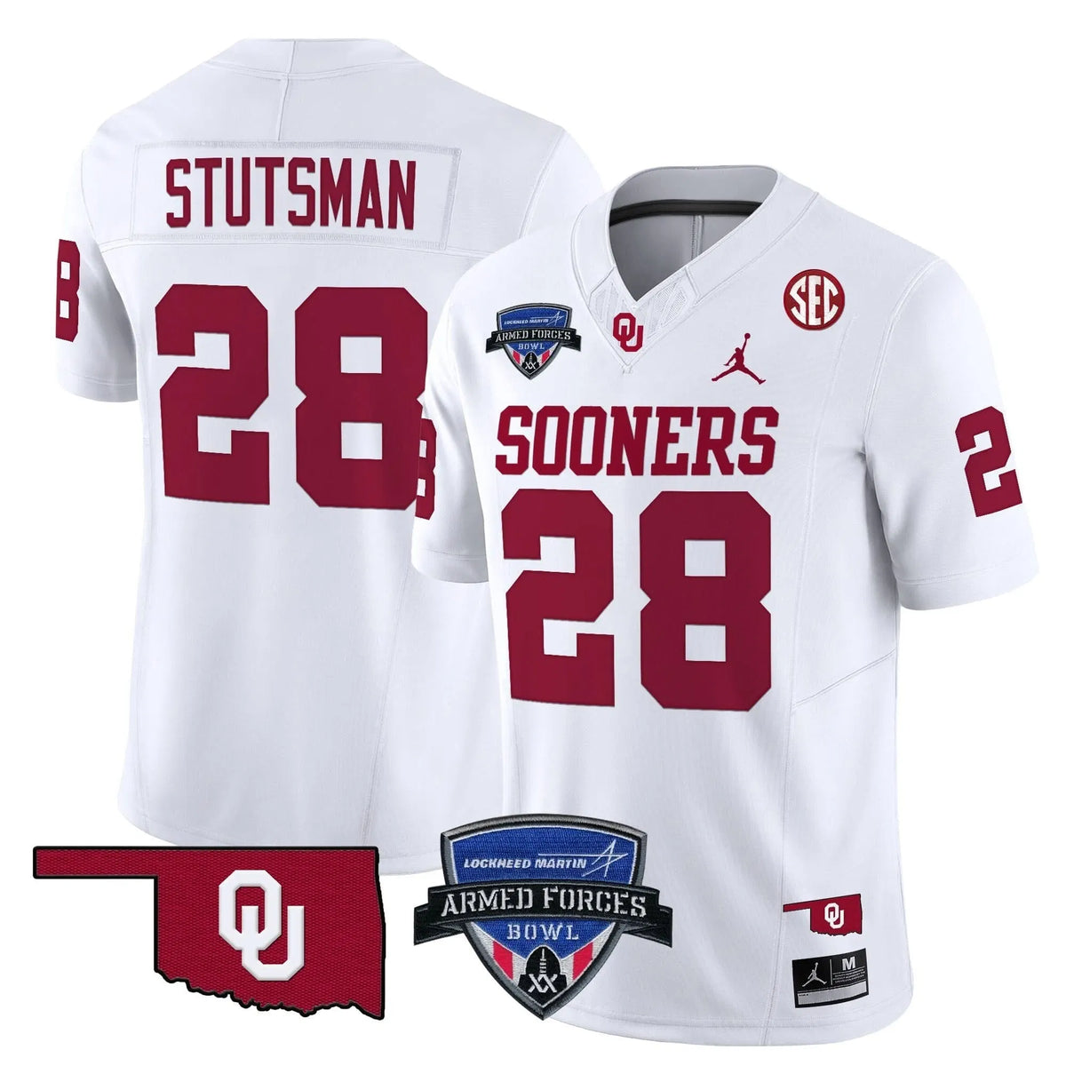 Personalized OS 2026 Armed Forces Bowl Patch Vapor Limited Jersey - White / Danny Stutsman Stitched