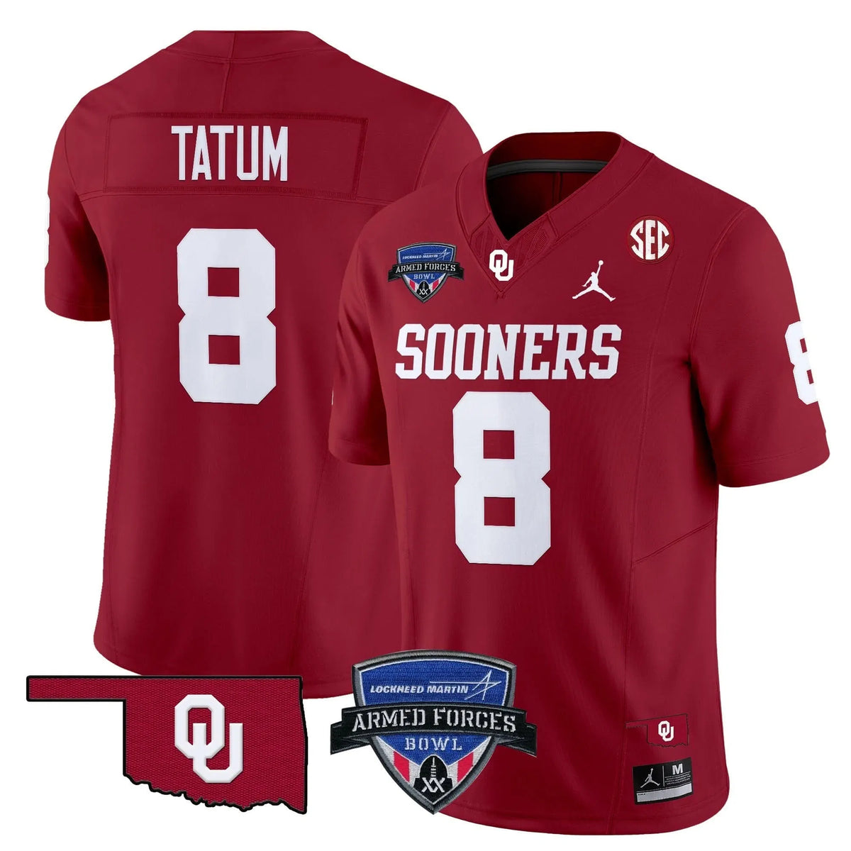 Personalized OS 2026 Armed Forces Bowl Patch Vapor Limited Jersey - Red / Taylor Tatum Stitched